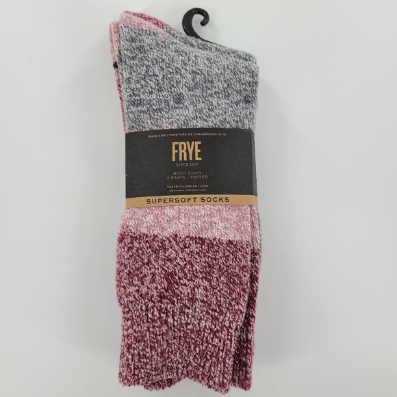 FRYE SUPERSOFT MARLED BOOT SOCKS WOMEN RED PINK
